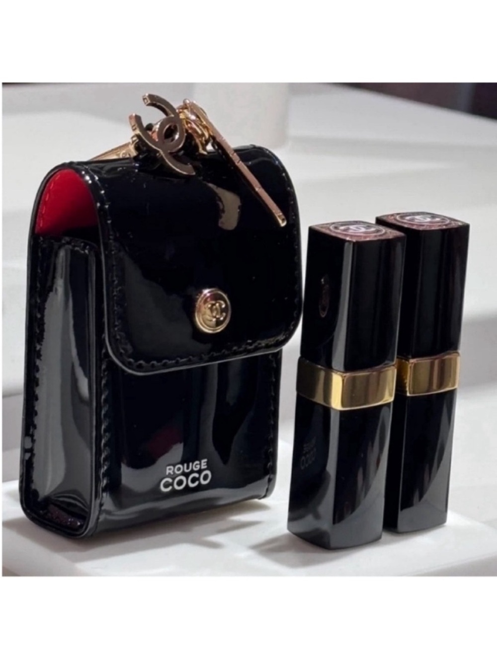 CHANEL Black Patent Rouge Coco Lipstick case